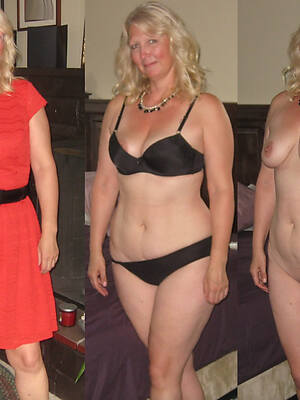 mature dressed and undressed flaunts her tits